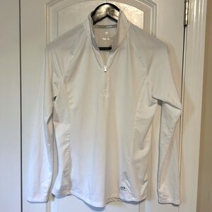 Adidas white 1/4 zip athletic top shirt Golf Small